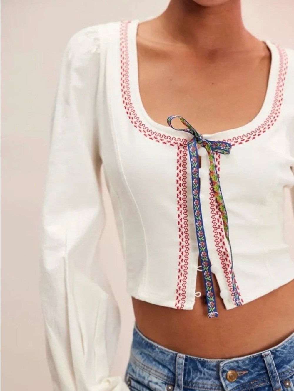 Free People Mada fitted peasant blouse-NWT - Picture 2 of 16